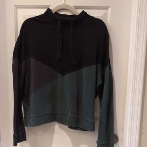 Airplane Pact Black and Green Women's Cowl Neck Colorblock Organic CottonSweater